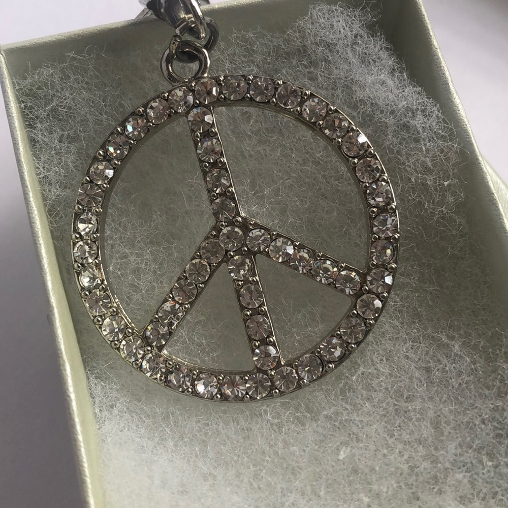 Crystal Peace Sign Key Chain or Purse Charm